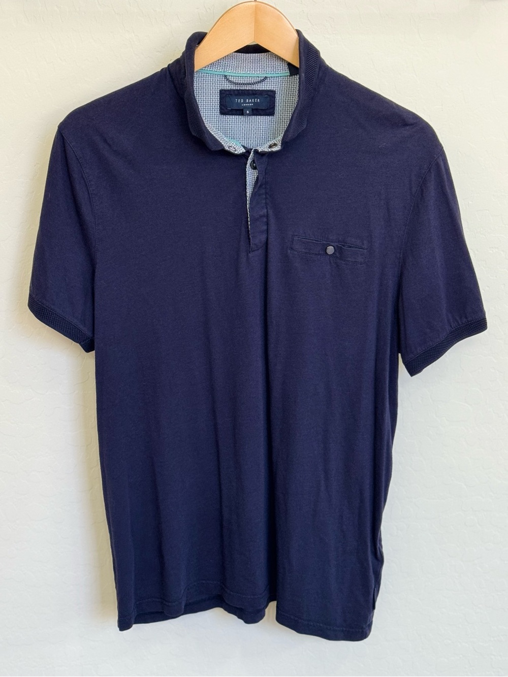 Ted Baker London CHARWAY Polo Shirt Men's Size 5 XL Navy Blue Cotton Blend